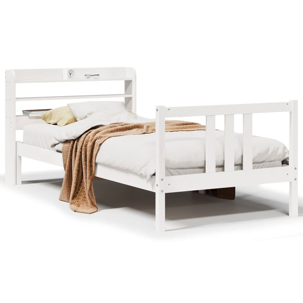 Bed Frame with Headboard without Mattress White 90x200 cm